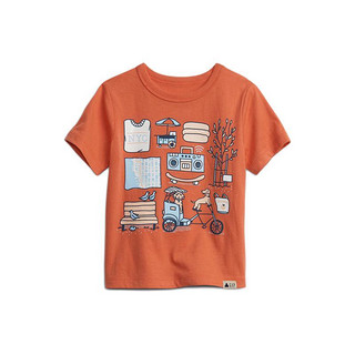Gap 盖璞 布莱纳小熊系列 681413 男童短袖T恤 橙色 85cm