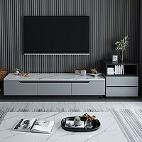 卧派 岩板电视柜茶几组合套装轻奢客厅现代简约小户型灰色北欧电视机柜 WY2200# 三抽电视柜 岩板面板
