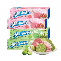 oreo)酸甜青梅 樱花草莓味夹心饼干 季节限定 绿色粉色奥利奥双口味