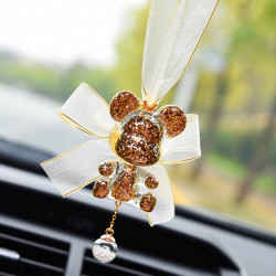 时尚闪闪熊蝴蝶结汽车挂件女车内吊坠挂件车载通用饰品