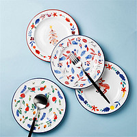 hommy 佳佰 美式盘子4个假日系列创意混搭7.5英寸菜盘家用陶瓷餐盘骨碟小平盘