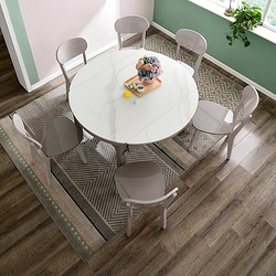 QuanU 全友 家居 现代简约多功能餐桌椅组合 钢化玻璃台面 可折叠圆桌670102-1