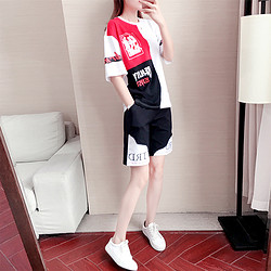 Nan ji ren 南极人 休闲运动套装女2021年夏季潮货短袖短裤两件套时尚宽松