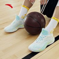 安踏 官方旗舰男鞋篮球鞋2021春夏网面透气耐磨轻骑兵6实战球鞋 冰川蓝/荧光淡绿-7 8(男41)