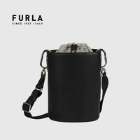 芙拉 FURLA 21FW秋冬 奢侈品 女士黑色+白色单肩斜跨水桶包