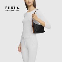 芙拉 FURLA 21FW秋冬 奢侈品 NET系列迷你号女士黑色+白色手提腋下包
