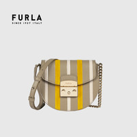 芙拉 FURLA 21FW秋冬 奢侈品 METROPOLIS系列迷你号女士灰色+黄色+米色单肩斜挎包