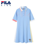 FILA KIDS斐乐童装女童连衣裙2021夏装新款儿童大童洋气休闲裙子 浅蓝色-LB 140cm