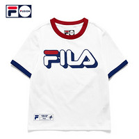 FILA FUSION 斐乐潮牌女装短袖衫2021夏秋新款时尚运动短款T恤女 标准白-WT 175/92A/XL