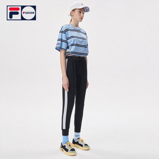 FILA FUSION xJeremyville联名2021夏秋新款女装时尚条纹短款T恤 蓝白条纹-LB（宽松版型，建议拍小一码） 180/96A/XXL