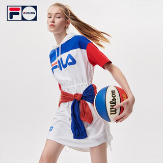 FILA FUSION 斐乐潮牌女装连衣裙2021夏秋新款撞色连帽运动休闲裙 标准白-WT（宽松版型，建议拍小一码） 170/88A/L