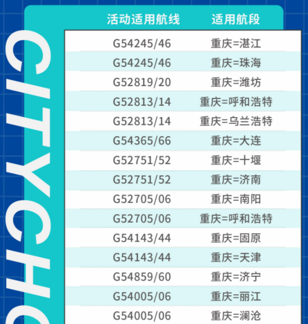 不兑换全退！华夏航空重庆进出港2次卡