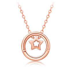 chowtaifook周大福时尚圆形五角星18k彩金k金项链e125239