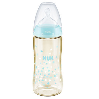 NUK 宽口径PPSU彩色新生婴儿奶瓶配防胀气自然实感奶嘴(6-18个月硅胶中圆孔)星星款300ml