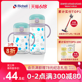 Richell 利其尔 宝宝水杯儿童畅饮杯便携幼儿直饮杯喝水杯透透杯