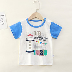 夏季儿童纯棉短袖T恤卡通上衣宝宝婴儿衣服 蓝色灯塔 110cm