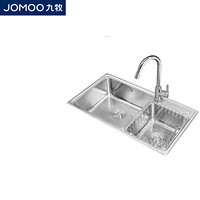九牧 JOMOO 不锈钢水槽套餐 双槽洗菜盆洗碗池淘菜盆（含龙头）02226