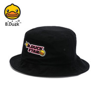 B.Duck小黄鸭防晒帽学生渔夫帽男女童夏季薄款遮阳帽萌帽子 914黑色 58cm
