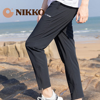 NIKKO 日高 户外速干裤男直筒 夏季薄款运动裤男长裤宽松裤子 黑色 L
