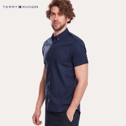 TOMMY HILFIGER 汤米·希尔费格 男装春夏季男士休闲商务短袖衬衫(修身版)