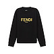 FENDI 芬迪 男士棉质加绒款圆领长袖卫衣运动衫黑色LOGO图案 FY0178 AE05 F0QA1 S码 175/96A