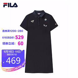 FILA 斐乐 官方女子连衣裙2021夏季新款时尚休闲POLO连衣裙子女裙  传奇蓝-NV  165/84A/M