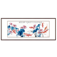 弘舍 王君永国画《九如九鱼图》 成品尺寸210*x90cm 宣纸 雅致胡桃