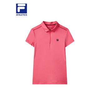 FILA ATHLETICS斐乐女子短袖POLO衫2021年秋季新款纯色经典上衣 桃梅粉-PK 160/80A/S