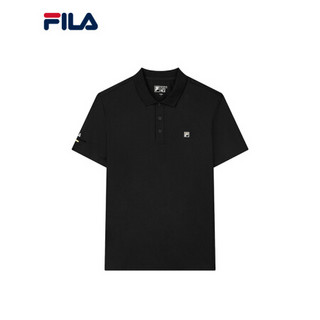 FILA 斐乐官方男子短袖polo衫 2021年秋季新款时尚经典上衣男 正黑色-BK 175/96A/L