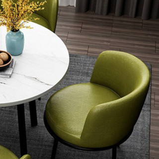 TIMI 天米 现代餐桌椅组合 白桌+四把绿色PU椅