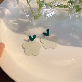 花迹小清新爱心花朵耳钉女简约超仙森系甜美耳饰新款耳环2021爆款