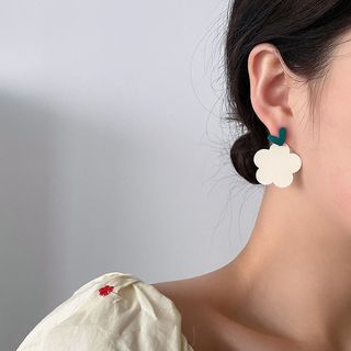 花迹小清新爱心花朵耳钉女简约超仙森系甜美耳饰新款耳环2021爆款