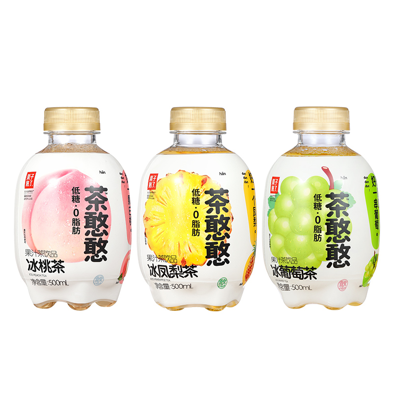 果子熟了 茶憨憨 果汁茶饮品组合装 3口味 500ml*6瓶（冰葡萄茶+冰桃茶+冰凤梨茶）