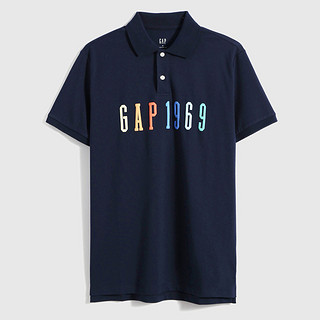 Gap男装LOGO纯棉网眼布POLO衫702245夏季2021新款通勤休闲短袖 海军蓝 XS