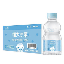 恒大冰泉 低钠天然矿泉水（适合婴幼儿）宝宝儿童饮用水 男版 250ml*12瓶 整箱装
