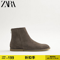 ZARA [折扣季]新款 男鞋 灰褐色复古百搭时尚短靴 12015720088