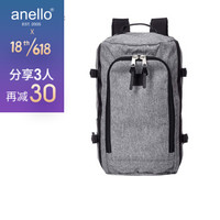 anello官方日本高密涤纶男女旅行户外多功能双肩背包C2293 双肩包-(复古纹理U型开口/灰色)