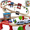 一点儿童木质轨道电动火车玩具兼容小米米兔轨道车小火车玩具3岁4岁5岁6岁男孩儿童节礼物 松木材质88件桶装轨道火车