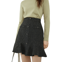 FANSILANEN 范思蓝恩 女士半身裙 Z204347 亮金色 M