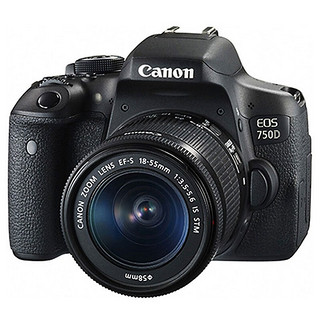 Canon 佳能 EOS 750D APS-C画幅 数码单反相机 黑色 EF-S 18-55mm F3.5 IS STM 变焦镜头 单镜头套机