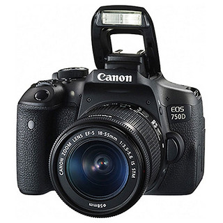 Canon 佳能 EOS 750D APS-C画幅 数码单反相机 黑色 EF-S 18-55mm F3.5 IS STM 变焦镜头 单镜头套机