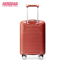 美旅回形箱登机箱密码旅行箱超轻行李箱飞机轮静音拉杆箱波浪纹20英寸NC3 橘红色