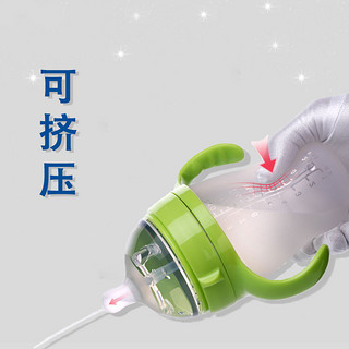 奶瓶新生婴儿硅胶仿母乳断奶神器大宝宝PPSU宽口径防摔超软防胀气（绿色-250ML奶瓶+号奶嘴）