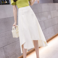 La Chapelle【显瘦A字】拉夏贝尔夏包臀裙不规则设计感垂感大摆裙中长裙 S 杏色