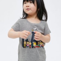 幼儿|Gap x Snoopy史努比系列 徽标LOGO纯棉短袖T恤 灰色 90cm