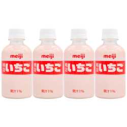 if恋凡meiji明治草莓牛奶含乳饮料220ml4瓶