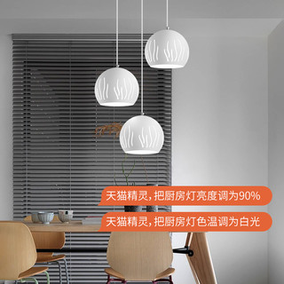 鸿雁智能吊灯餐厅客厅卧室吧台三头单头吊灯无极调光创意个性吊灯（音符3头15w餐吊灯智能语音调光调色、其他）