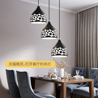 鸿雁智能吊灯餐厅客厅卧室吧台三头单头吊灯无极调光创意个性吊灯（音符3头15w餐吊灯智能语音调光调色、其他）
