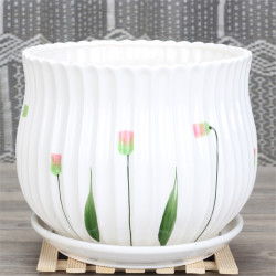 京东plus会员:裕轩堂 时尚陶瓷花盆 88003/草花 直径14cm