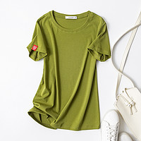 【舒适微弹】新品女装圆领短袖t恤女打底衫t恤 XL 绿色